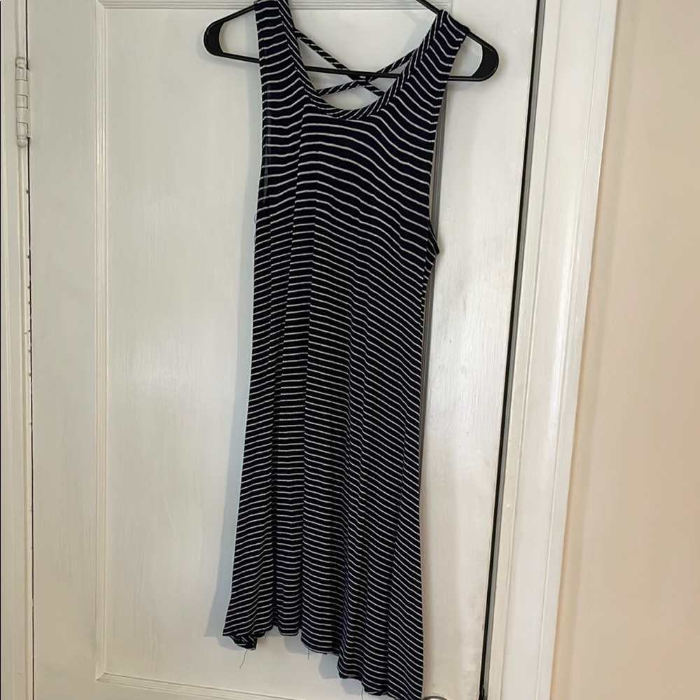 Striped Navy and White Sleeveless Dress